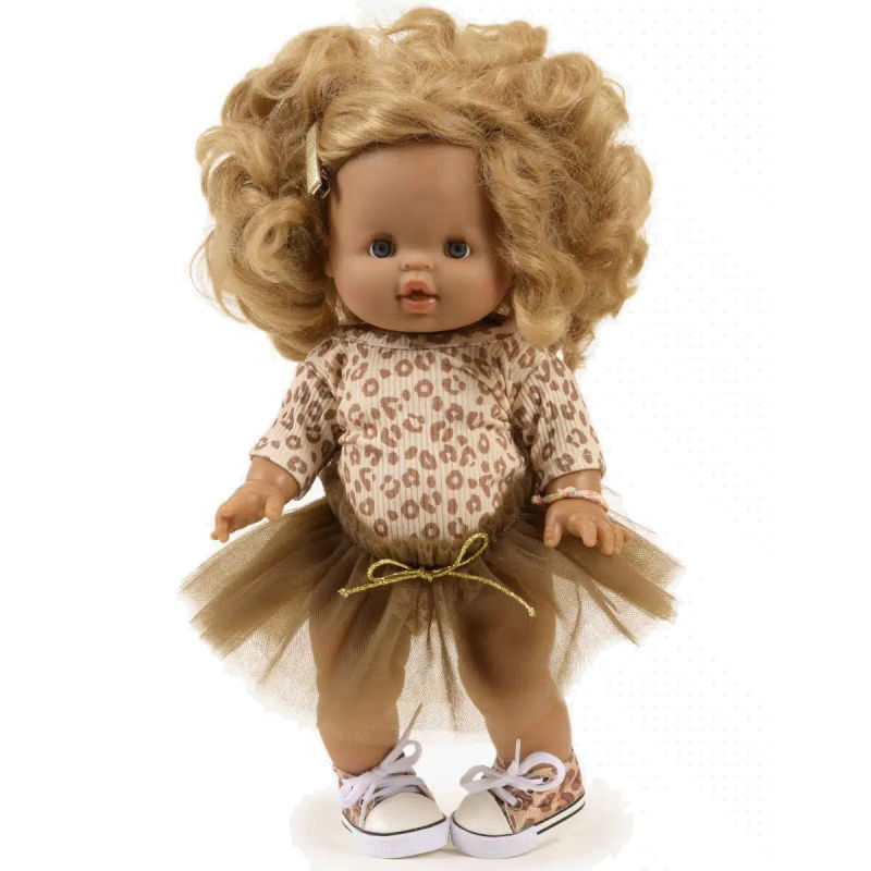 Ensemble Josepha body en maille côtelée Léo et tutu marron - Minikane