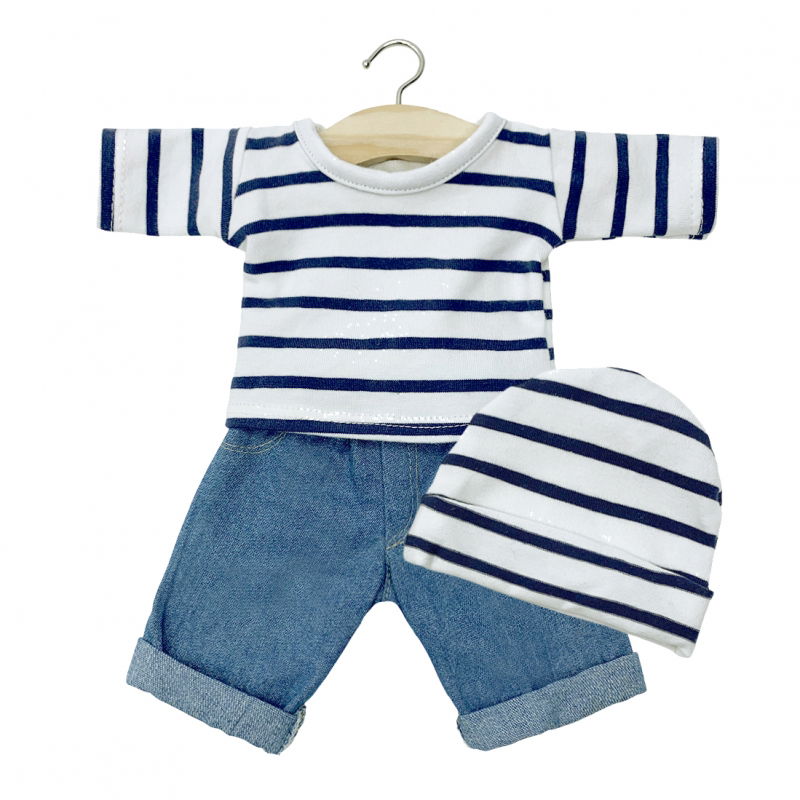 Ensemble marinière jean et bonnet - Minikane