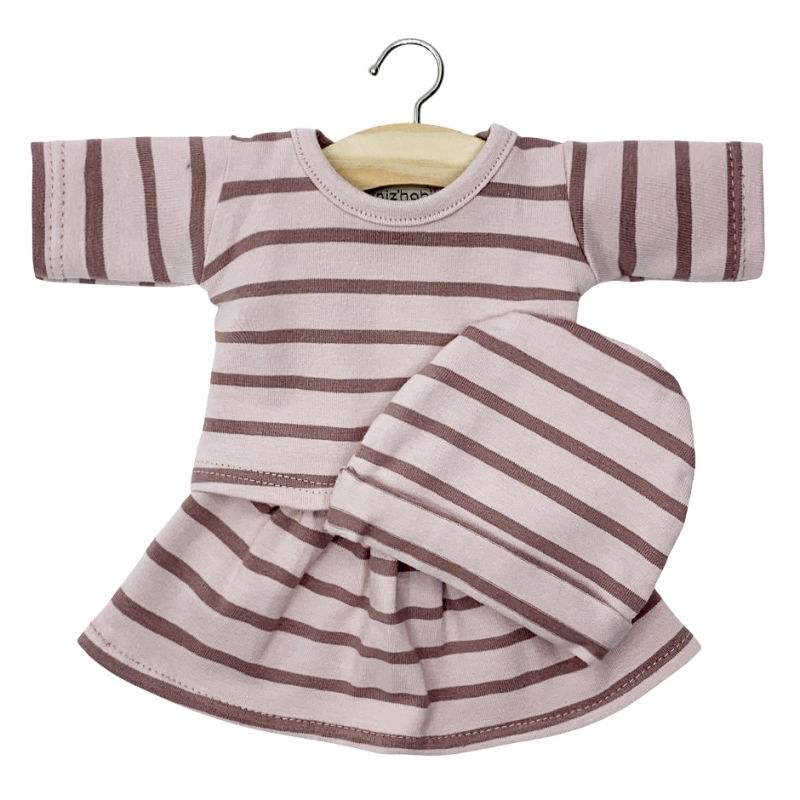 Ensemble Liliane marinière jupe et bonnet rose - Minikane