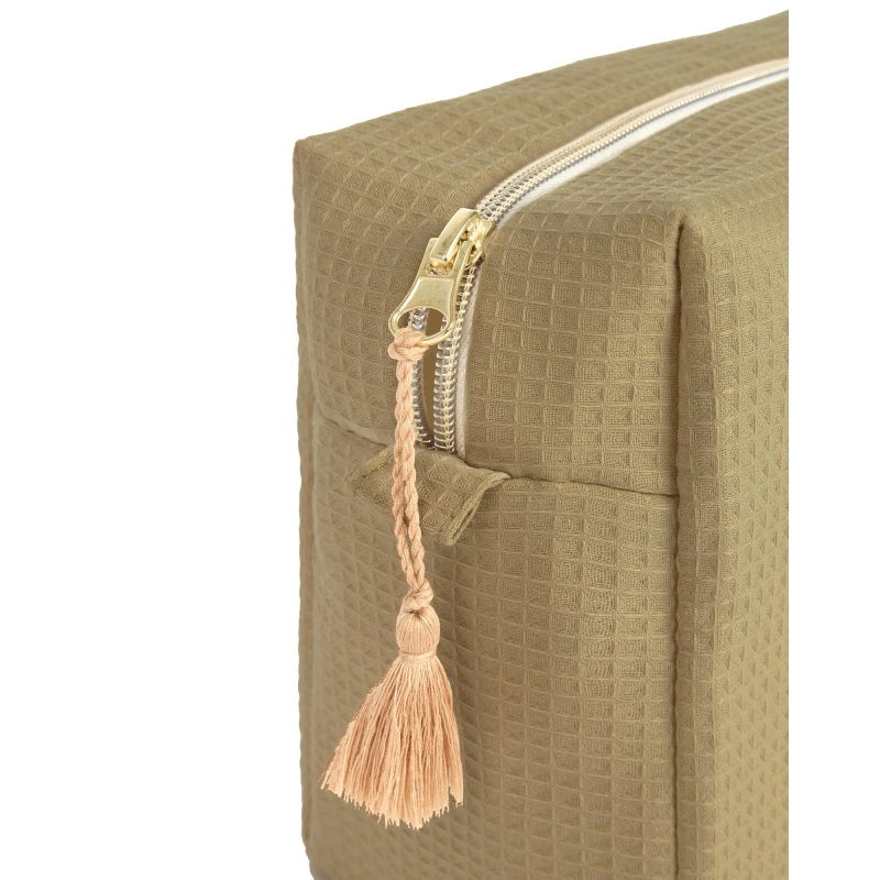 Trousse de toilette en nid d'abeilles | Olive green