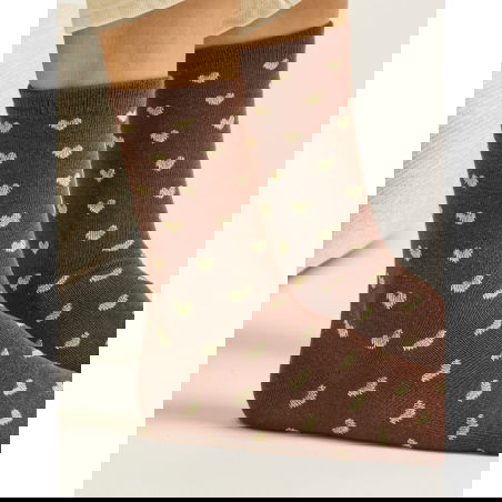 3 Paires de chaussettes | Petit coeur doré marron - ODAJE