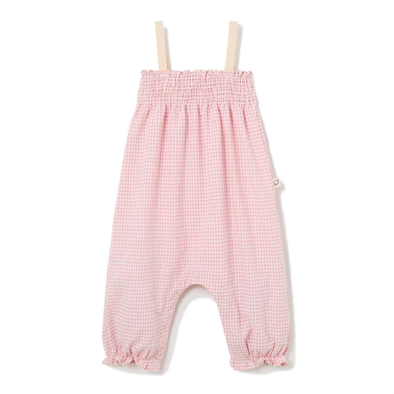 Salopette en vichy recyclé | Rose - Cozmo