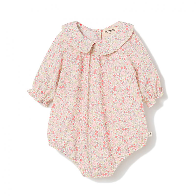 Barboteuse fleurie | Corail - Cozmo