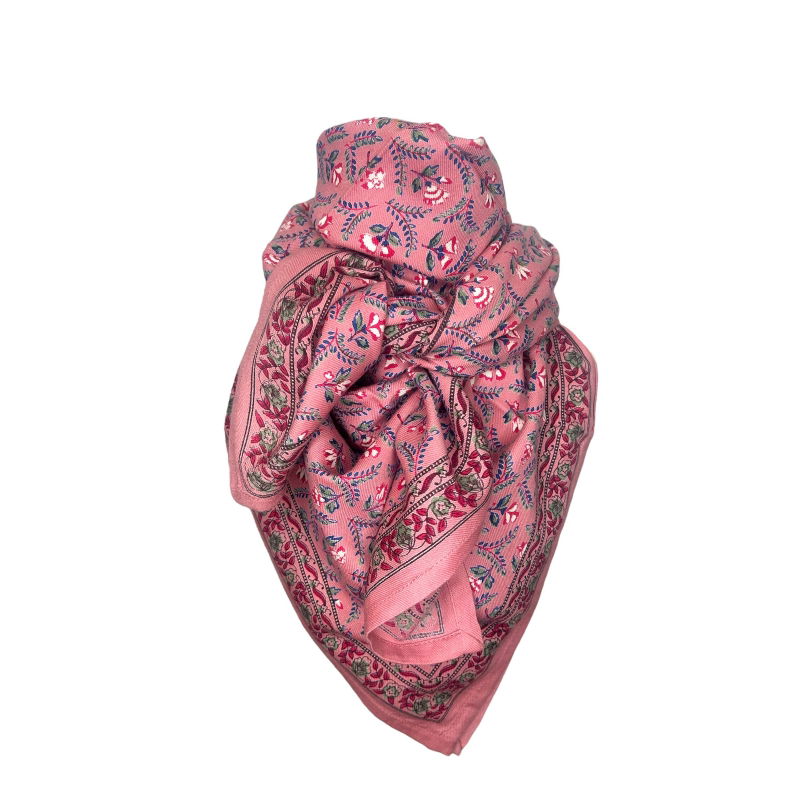 Foulard Grand format | Flora Framboise - Bindi Atelier