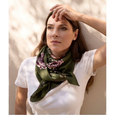 Foulard Grand format | Mindi Khaki - Bindi Atelier Foulard Grand format | Mindi Khaki - Bindi Atelier