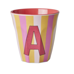 Gobelet  Lettre au choix | Rayures roses