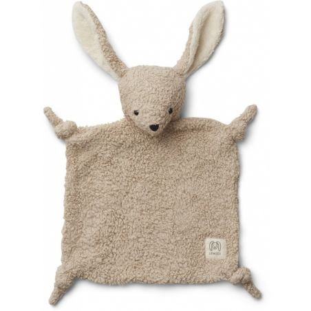 Doudou Lapin gris beige en tissu bio Doudou Lapin gris beige en tissu bio