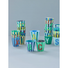 Gobelet  Lettre au choix | Rayures bleues - Rice
