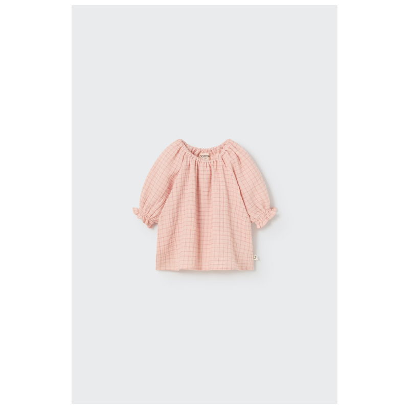 Haut en gaze à carreaux | Rose