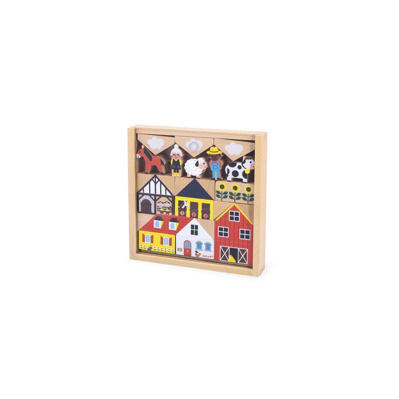 Set cubes en bois | Campagne - Janod