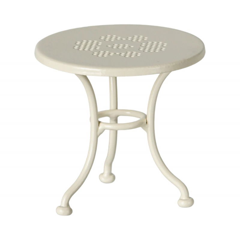 Table, banc et chaises pour souris blanc