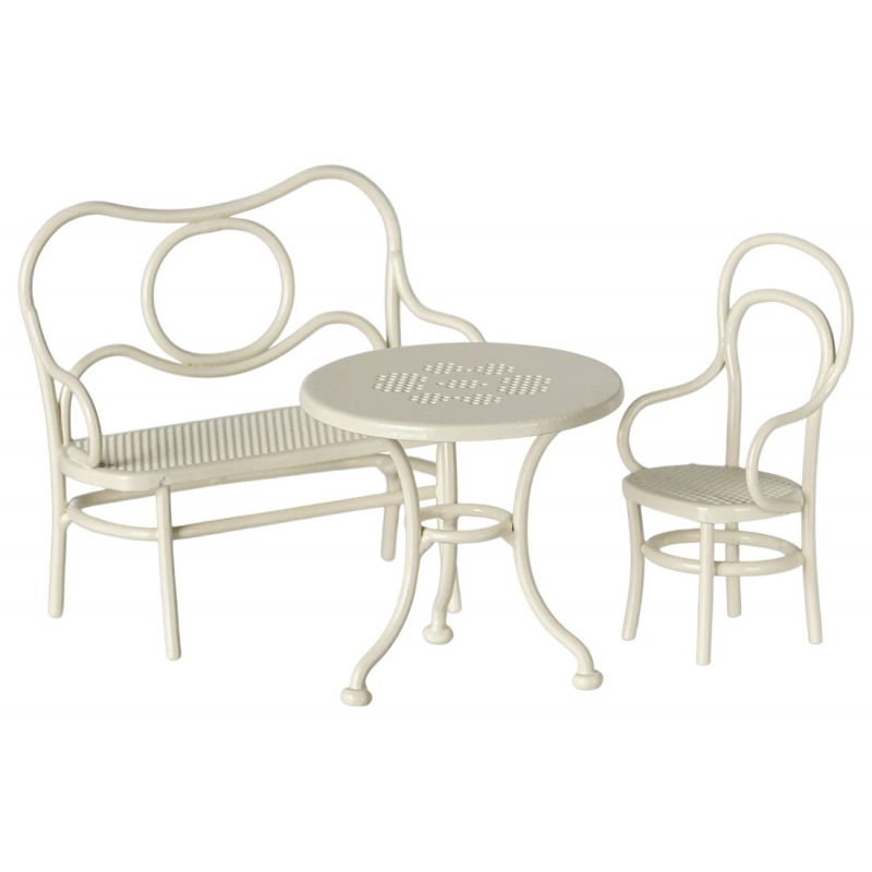 Table, banc et chaises pour souris blanc - Maileg