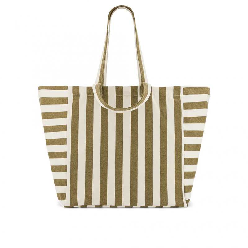 Sac Cabas Elisa | Rayure olive/greige