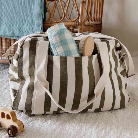 Sac Raphael | Rayures olive/greige - Rose in April