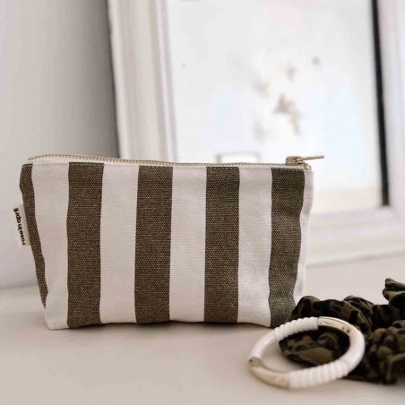 Pochette sofia | Rayures olive/greige - Rose in April Pochette sofia | Rayures olive/greige - Rose in April