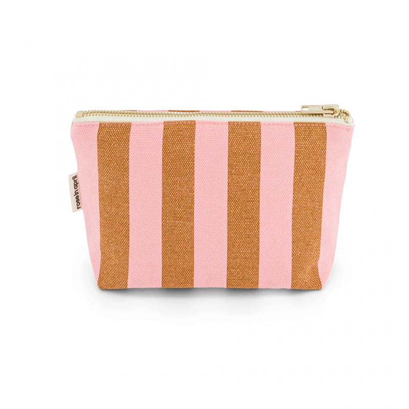 Pochette sofia | Rayures Strawberry/caramel - Rose in April