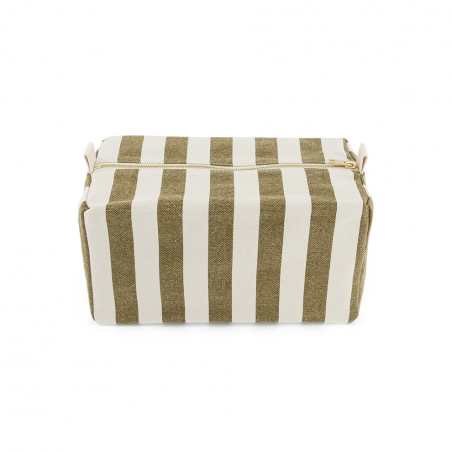 Trousse Vic | Rayures olive/greige - Rose in April Trousse Vic | Rayures olive/greige - Rose in April