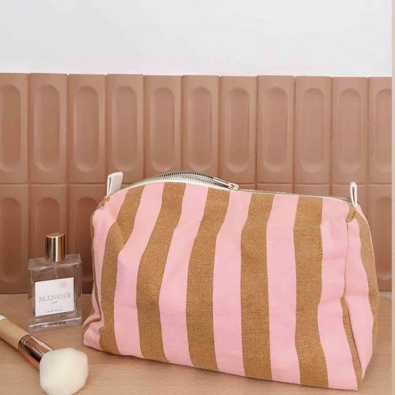 Trousse Vic | Rayures strawberry/caramel