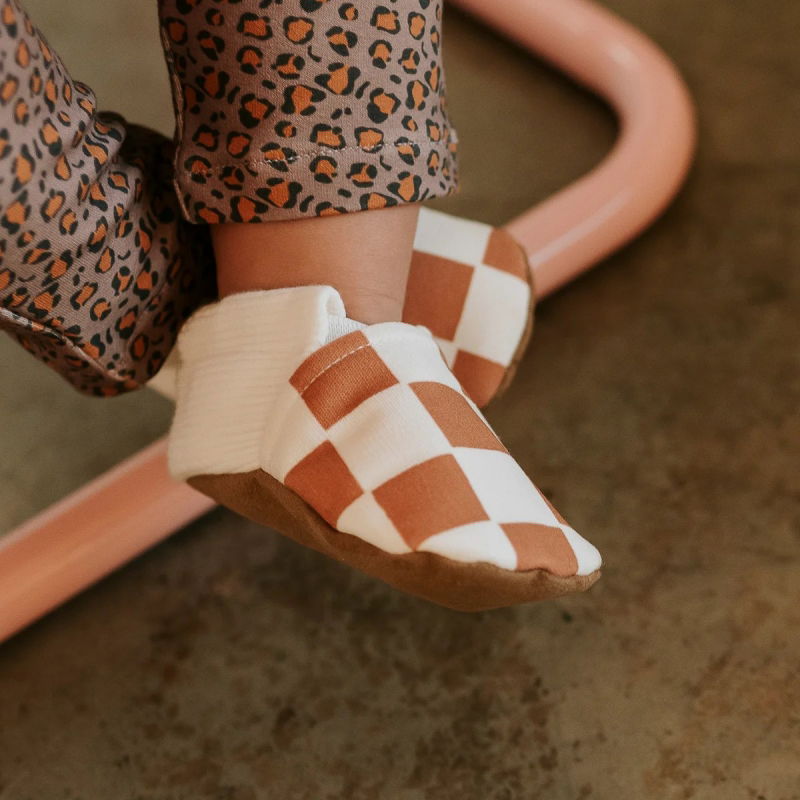 Chaussons été | Damier caramel