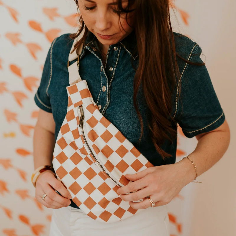 Sac banane enfant | Damier camel