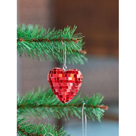 Coeur boule disco | Rouge
