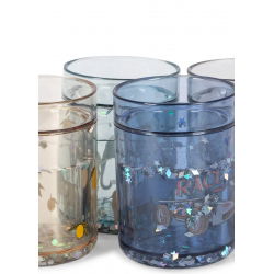 Lot de 4 verres à paillettes | Bleu Mix