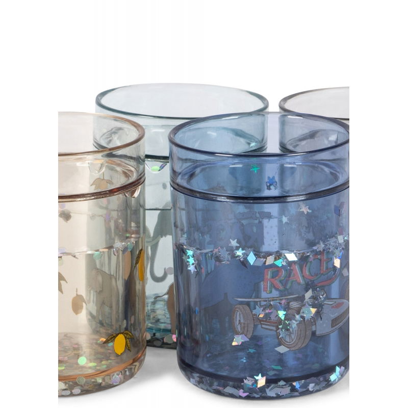 Lot de 4 verres à paillettes | Bleu Mix