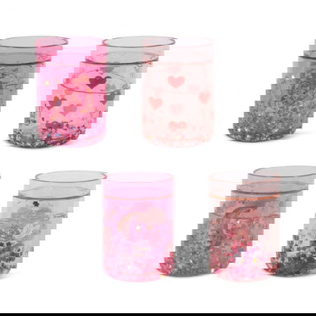Lot de 4 verres à paillettes | Rose Mix - Konges Slojd Lot de 4 verres à paillettes | Rose Mix - Konges Slojd