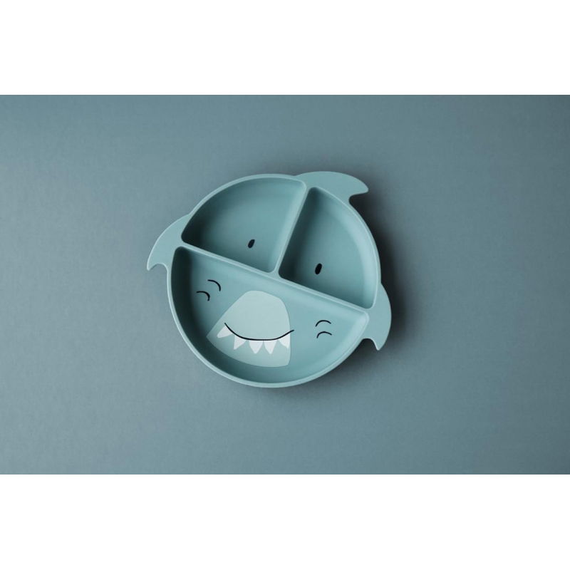 Assiette ventouse compartimentée en silicone | Mr Shark
