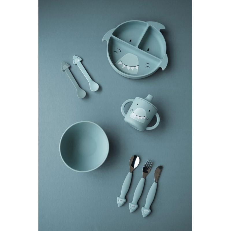 Assiette ventouse compartimentée en silicone | Mr Shark