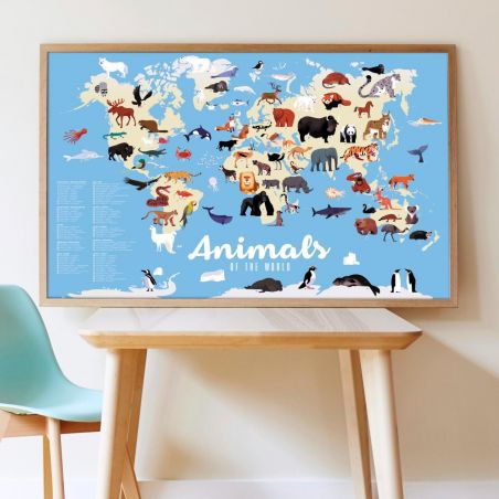 Poster Stickers Animaux du monde déplié Poster Stickers Animaux du monde déplié