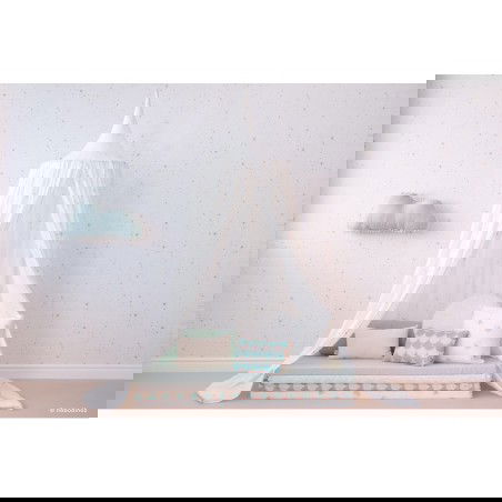 Coussin nuage vert d'eau Nobodinoz dans une chambre Coussin nuage vert d'eau Nobodinoz dans une chambre
