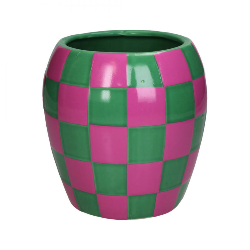 Vase damier rose et vert