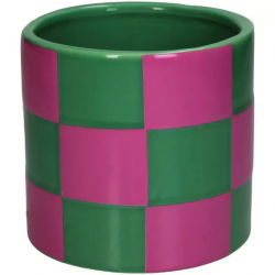 Cache-pot damier rose et vert