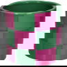 Cache-pot damier rose et vert - Sélection déco