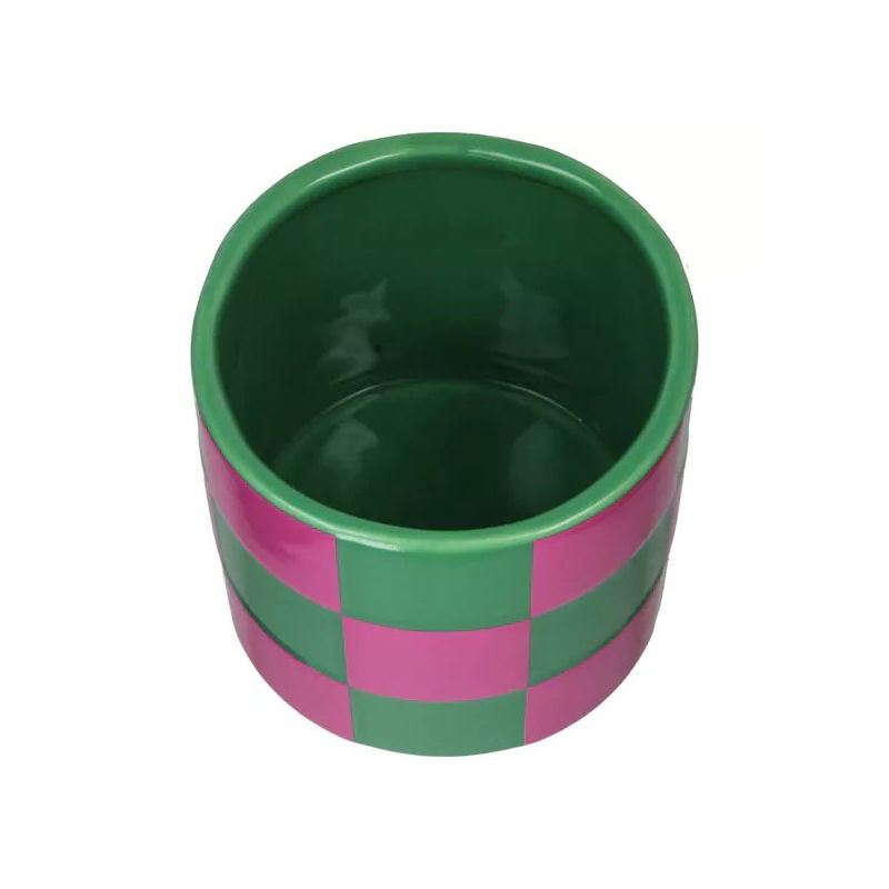 Cache-pot damier rose et vert
