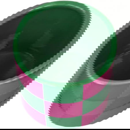 Cache-pot damier rose et vert - Sélection déco