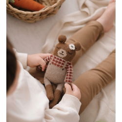 Doudou ourson | Chemise à carreaux sienne