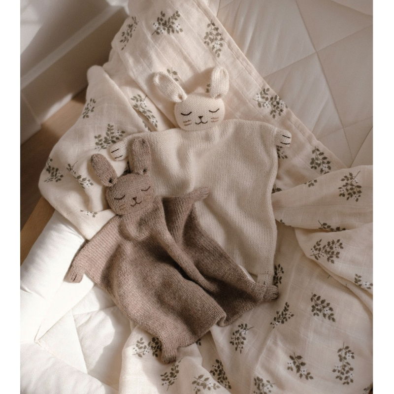 Doudou plat tricoté | Lapin écru