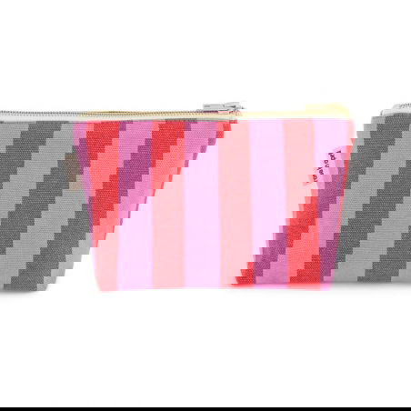 Pochette sofia | Rayures Orchidée/Rouge - Rose in April