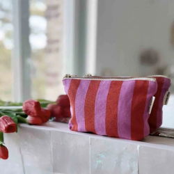 Pochette sofia | Rayures Orchidée/Rouge