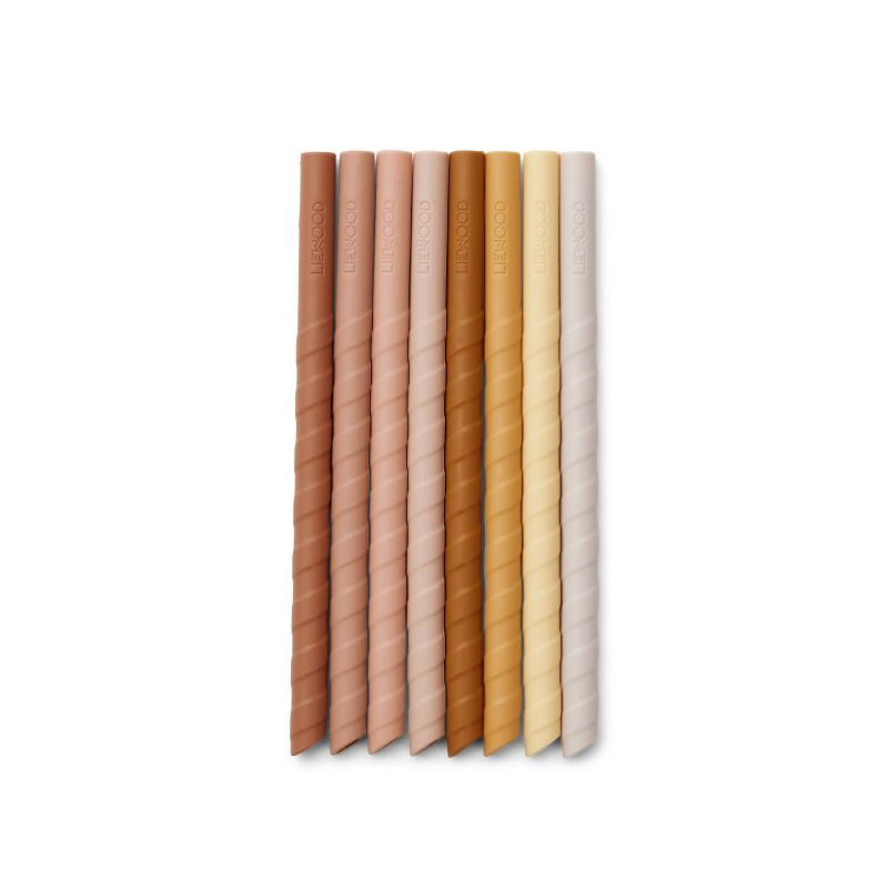 8 pailles en silicone | Multi couleurs Rose - Liewood