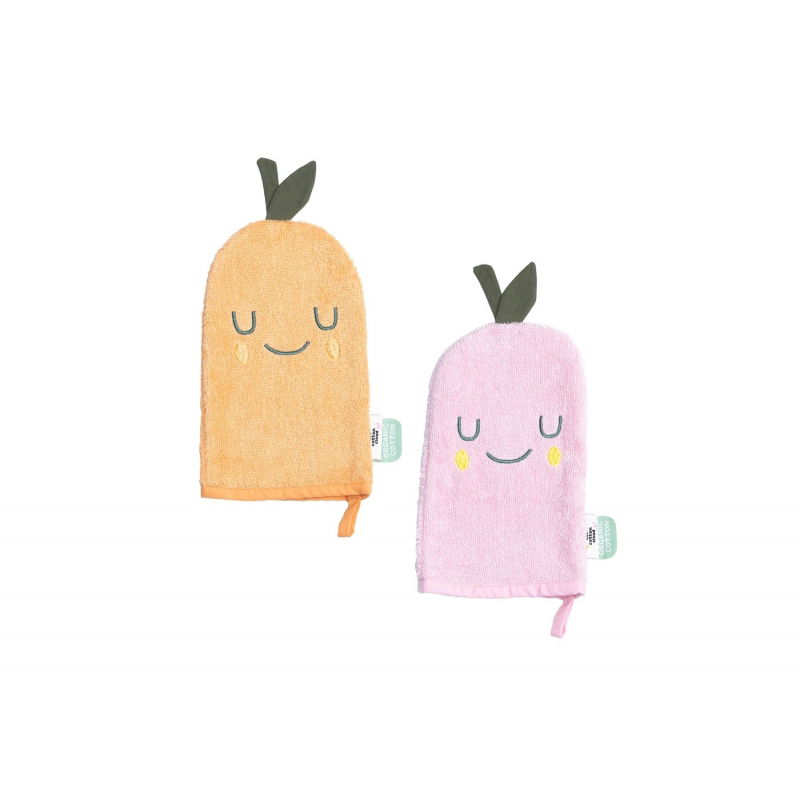 Lot de 2 gants de toilette | Mandarine - The cotton cloud