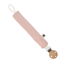 Attache tétine | Gaze rose