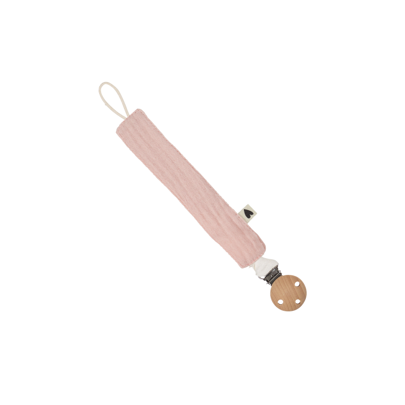 Attache tétine | Gaze rose
