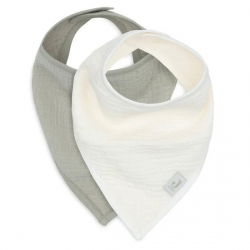 2 bavoirs bandana gaze | Olive green et Oatmeal