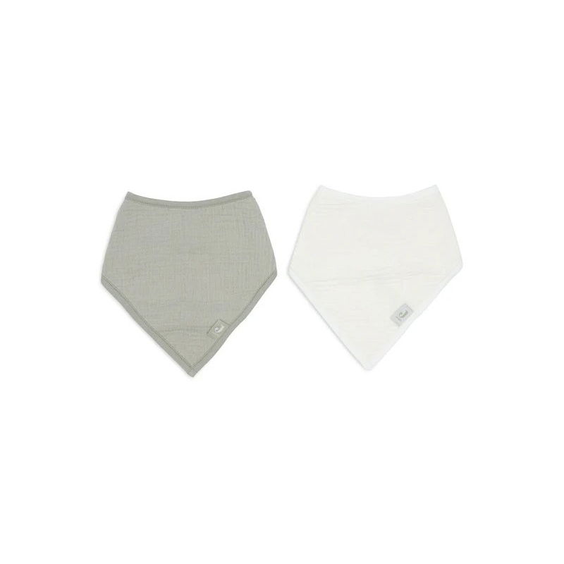 2 bavoirs bandana gaze | Olive green et Oatmeal