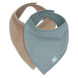 2 bavoirs bandana gaze | Sea green et biscuit