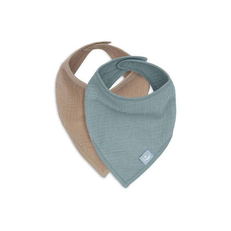 2 bavoirs bandana gaze | Sea green et biscuit - Jollein