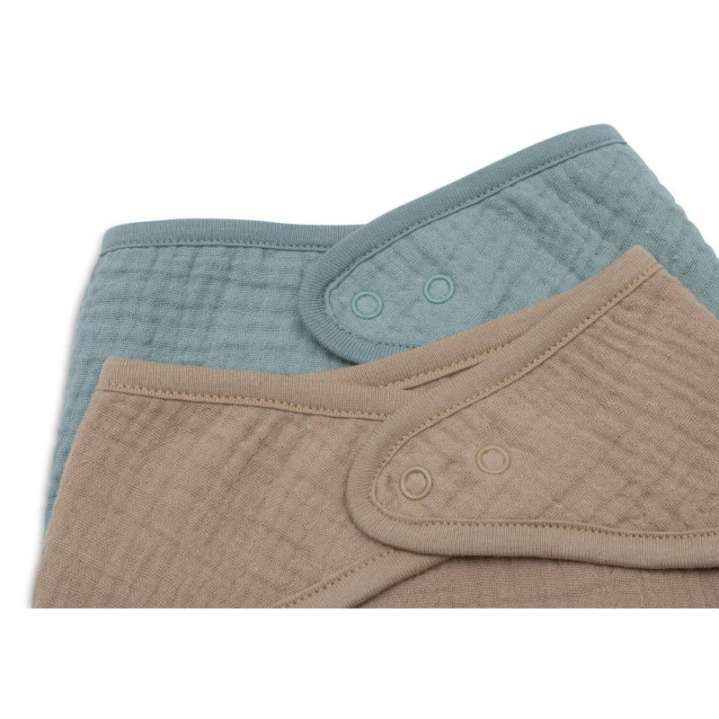 2 bavoirs bandana gaze | Sea green et biscuit